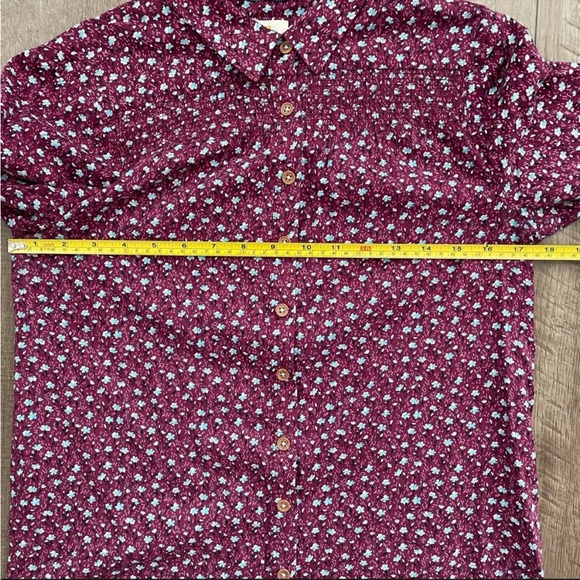 EUC Maeve x Anthro Calico Floral Button Down Wine in Size Sz 0 - Picture 6 of 13